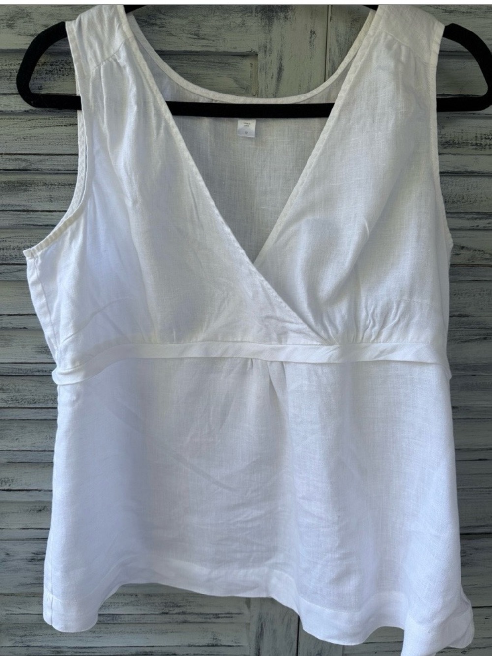 Garnet Hill White Sleeveless Linen Tank